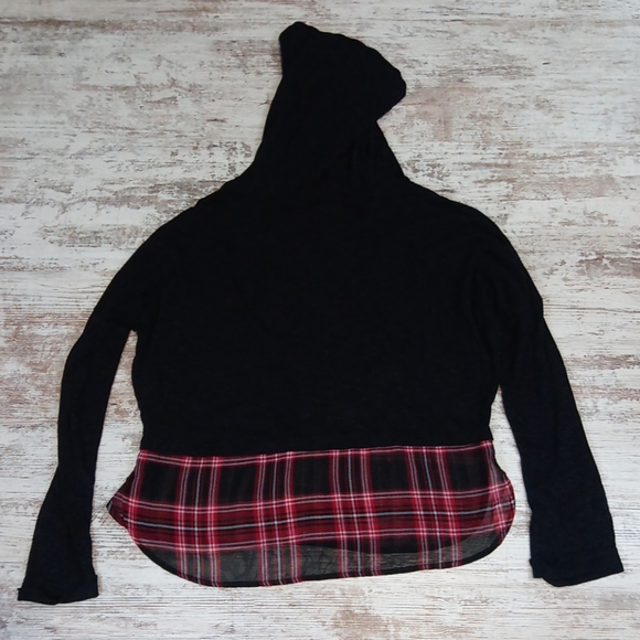 Rue21 Charcoal Gray Plaid Lightweight Hoodie Top - Picture 7 of 8
